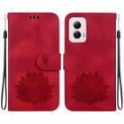 For Motorola Moto G Power 5G 2024 Lotus Embossed Leather Phone Case(Red) - 1