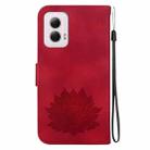 For Motorola Moto G Power 5G 2024 Lotus Embossed Leather Phone Case(Red) - 3