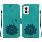 For Motorola Moto G Power 5G 2024 Lotus Embossed Leather Phone Case(Green) - 1