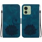 For Motorola Edge 40 Lotus Embossed Leather Phone Case(Dark Blue) - 1