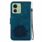 For Motorola Edge 40 Lotus Embossed Leather Phone Case(Dark Blue) - 3