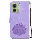 For Motorola Edge 40 Lotus Embossed Leather Phone Case(Purple) - 3