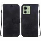 For Motorola Edge 40 Lotus Embossed Leather Phone Case(Black) - 1