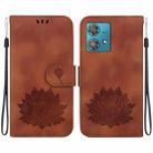 For Motorola Edge 40 Neo Lotus Embossed Leather Phone Case(Brown) - 1