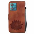 For Motorola Edge 40 Neo Lotus Embossed Leather Phone Case(Brown) - 3