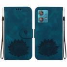 For Motorola Edge 40 Neo Lotus Embossed Leather Phone Case(Dark Blue) - 1