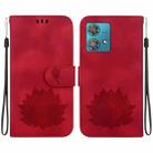 For Motorola Edge 40 Neo Lotus Embossed Leather Phone Case(Red) - 1