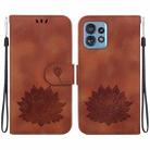 For Motorola Edge 40 Pro Lotus Embossed Leather Phone Case(Brown) - 1