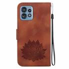 For Motorola Edge 40 Pro Lotus Embossed Leather Phone Case(Brown) - 3