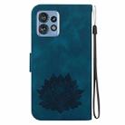 For Motorola Edge 40 Pro Lotus Embossed Leather Phone Case(Dark Blue) - 3