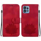 For Motorola Edge 40 Pro Lotus Embossed Leather Phone Case(Red) - 1