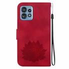 For Motorola Edge 40 Pro Lotus Embossed Leather Phone Case(Red) - 3