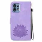 For Motorola Edge 40 Pro Lotus Embossed Leather Phone Case(Purple) - 3