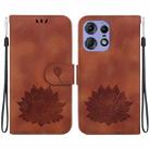 For Motorola Edge 50 Pro Lotus Embossed Leather Phone Case(Brown) - 1