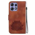 For Motorola Edge 50 Pro Lotus Embossed Leather Phone Case(Brown) - 3