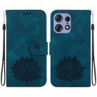 For Motorola Edge 50 Pro Lotus Embossed Leather Phone Case(Dark Blue) - 1