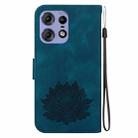 For Motorola Edge 50 Pro Lotus Embossed Leather Phone Case(Dark Blue) - 3