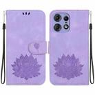 For Motorola Edge 50 Pro Lotus Embossed Leather Phone Case(Purple) - 1