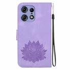 For Motorola Edge 50 Pro Lotus Embossed Leather Phone Case(Purple) - 3