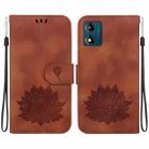 For Motorola Moto E13 Lotus Embossed Leather Phone Case(Brown) - 1