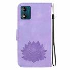 For Motorola Moto E13 Lotus Embossed Leather Phone Case(Purple) - 3