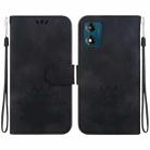 For Motorola Moto E13 Lotus Embossed Leather Phone Case(Black) - 1