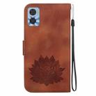 For Motorola Moto E22 / E22i Lotus Embossed Leather Phone Case(Brown) - 3