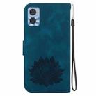 For Motorola Moto E22 / E22i Lotus Embossed Leather Phone Case(Dark Blue) - 3