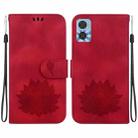 For Motorola Moto E22 / E22i Lotus Embossed Leather Phone Case(Red) - 1