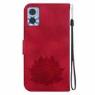 For Motorola Moto E22 / E22i Lotus Embossed Leather Phone Case(Red) - 3