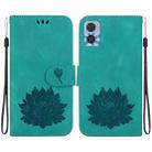 For Motorola Moto E22 / E22i Lotus Embossed Leather Phone Case(Green) - 1