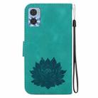 For Motorola Moto E22 / E22i Lotus Embossed Leather Phone Case(Green) - 3