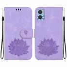 For Motorola Moto E22 / E22i Lotus Embossed Leather Phone Case(Purple) - 1