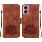 For Motorola Moto G04 / G24 Lotus Embossed Leather Phone Case(Brown) - 1