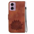 For Motorola Moto G04 / G24 Lotus Embossed Leather Phone Case(Brown) - 3