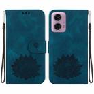 For Motorola Moto G04 / G24 Lotus Embossed Leather Phone Case(Dark Blue) - 1