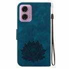 For Motorola Moto G04 / G24 Lotus Embossed Leather Phone Case(Dark Blue) - 3