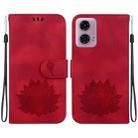 For Motorola Moto G04 / G24 Lotus Embossed Leather Phone Case(Red) - 1