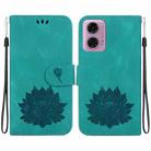 For Motorola Moto G04 / G24 Lotus Embossed Leather Phone Case(Green) - 1