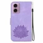 For Motorola Moto G04 / G24 Lotus Embossed Leather Phone Case(Purple) - 3