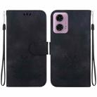 For Motorola Moto G04 / G24 Lotus Embossed Leather Phone Case(Black) - 1