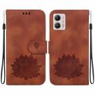 For Motorola Moto G13 / G23 / G53 Lotus Embossed Leather Phone Case(Brown) - 1