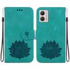 For Motorola Moto G13 / G23 / G53 Lotus Embossed Leather Phone Case(Green) - 1