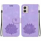 For Motorola Moto G13 / G23 / G53 Lotus Embossed Leather Phone Case(Purple) - 1