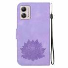 For Motorola Moto G13 / G23 / G53 Lotus Embossed Leather Phone Case(Purple) - 3