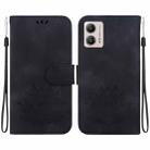 For Motorola Moto G13 / G23 / G53 Lotus Embossed Leather Phone Case(Black) - 1