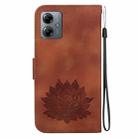 For Motorola Moto G14 Lotus Embossed Leather Phone Case(Brown) - 3
