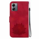 For Motorola Moto G14 Lotus Embossed Leather Phone Case(Red) - 3