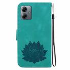 For Motorola Moto G14 Lotus Embossed Leather Phone Case(Green) - 3