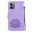 For Motorola Moto G14 Lotus Embossed Leather Phone Case(Purple) - 3